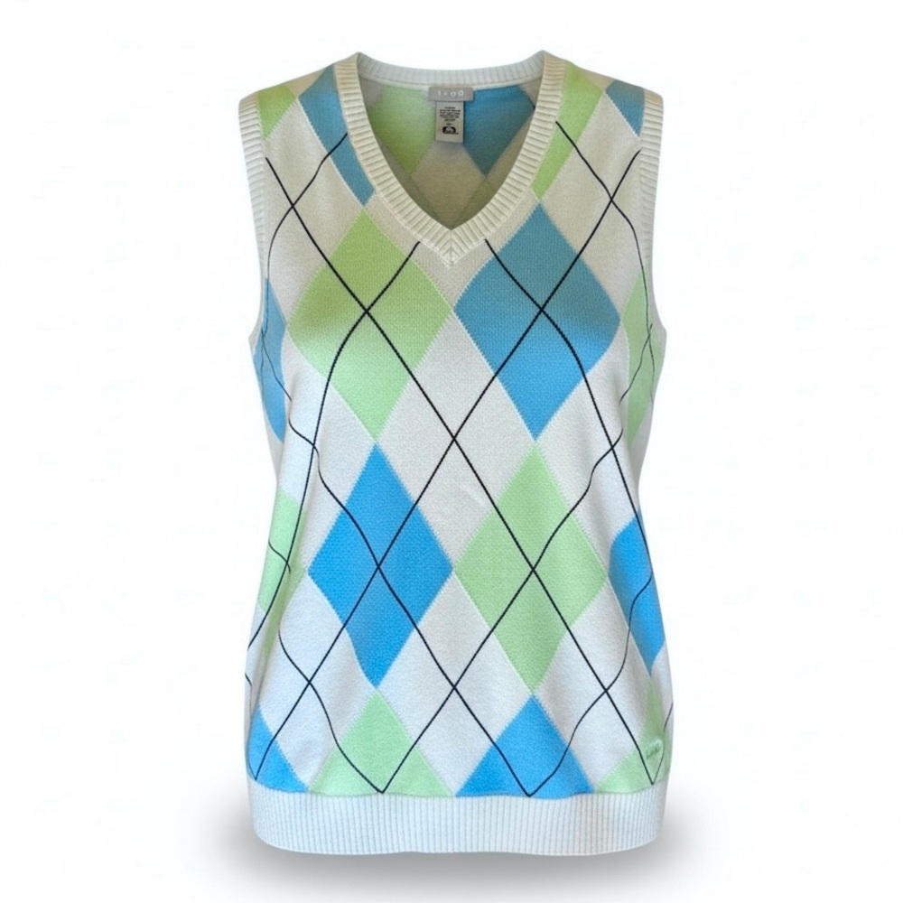 IZOD Preppy Argyle Diamond Women’s Golf Sweater Vest Cotton
Size M
